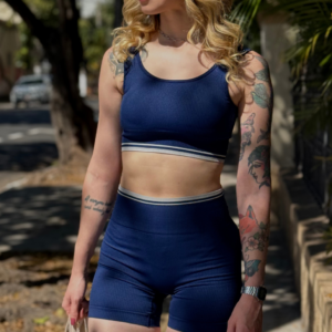 Shorts Canelado Seamless com Friso